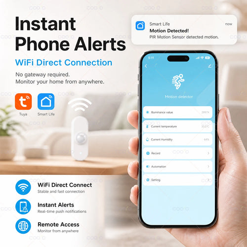 Tuya WiFi Smart 4-in-1 Sensor PIR Motion Detector Light Temperature Humidity Monitor Smart Life App Alexa Google Home Automation