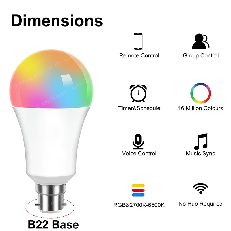 Lamps Led RGB Smart Light 220V Alexa Google Assisatnt Voice Control