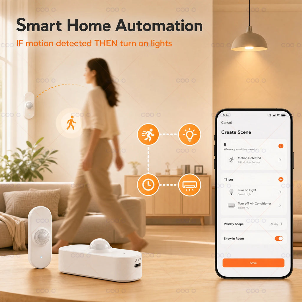 Tuya WiFi Smart 4-in-1 Sensor PIR Motion Detector Light Temperature Humidity Monitor Smart Life App Alexa Google Home Automation