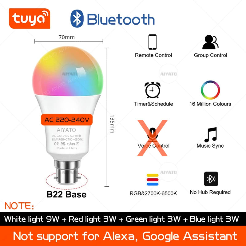 Lamps Led RGB Smart Light 220V Alexa Google Assisatnt Voice Control